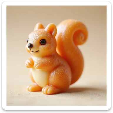 realistic candy shaped like a cute squirrel, photorealistic style sticker