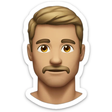 muscular man, he does not have a face but there's a sign on his neck which says "never edits" sticker