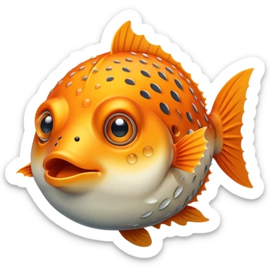 All Orange BlowFish facing forward sticker
