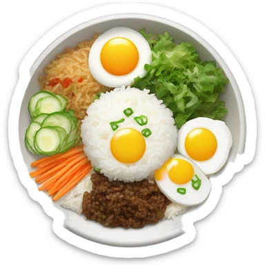 traditional korean pibimpab with rice, salads and egg in the ed sticker