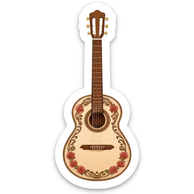 white classical Spanish guitar with intricate rosette designs sticker