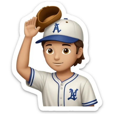 A baseball player tipping his hat sticker