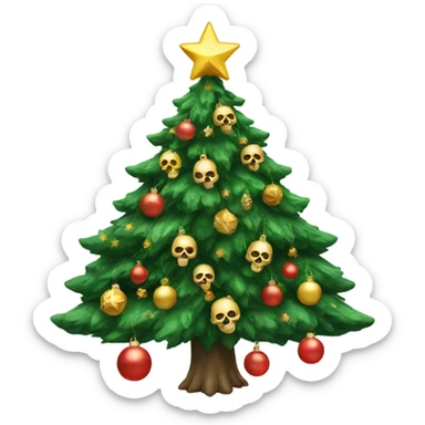 Christmas tree with skull ornaments sticker