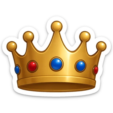 simple gold crown with rounded points, decorated with red and blue gems and a subtle shine sticker