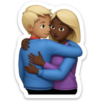 Two people comforting the other. They are facing each other. Silhouette only.  sticker