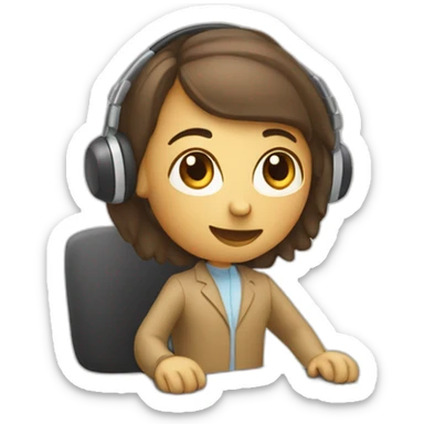 telemarketing attendant with a computer sticker