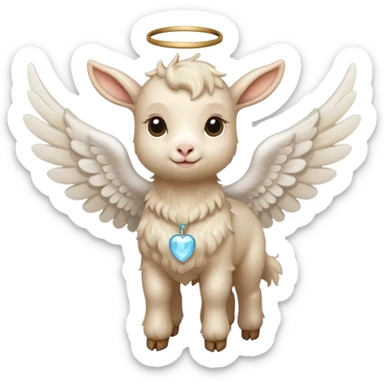 beige baby goat with angel wings  sticker