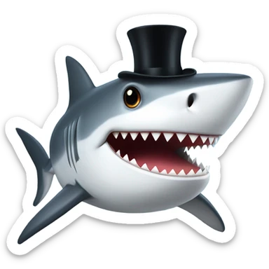Shark with a top hat sticker