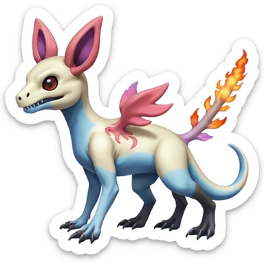 Shiny Duskull-Cubone-Salandit-Sylveon-Fakémon-hybrid-creature (full body)  sticker