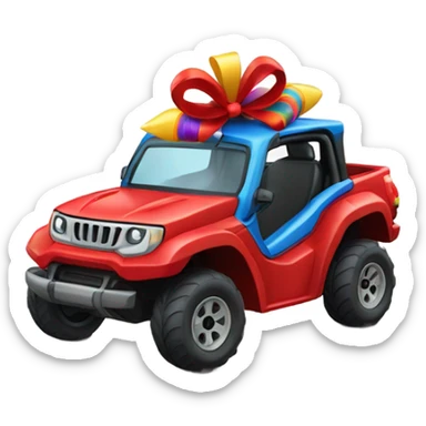 a bow on top of a red ride on toy UTV for kids sticker