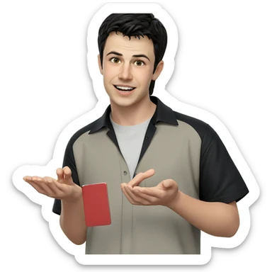 smiling boy in black shirt sticker