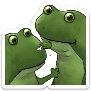 Frog kissing a lizard sticker