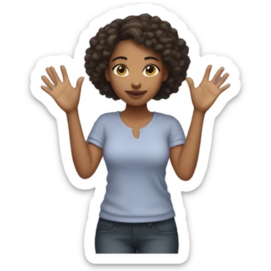 Mixed girl with heart hands sticker