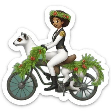 woman-riding-lemur-with-keys-and-wreath sticker