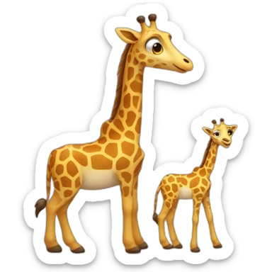 Une girafe et un chacal qui s'embrassent sticker