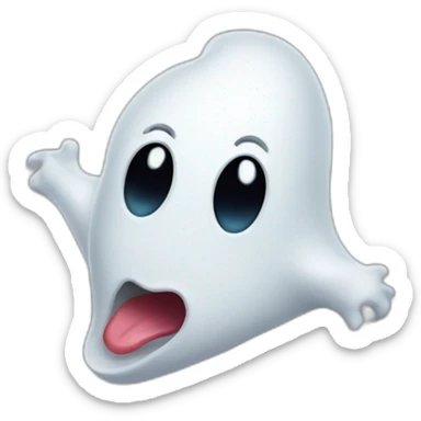 a funny little ghost who sticks out his tongue sticker