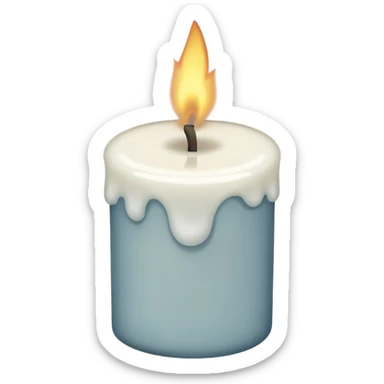 A simple emoji-style illustration of a candle with no flame, the wick slightly burnt, and a small amount of light smoke rising, minimal design, flat emoji look sticker