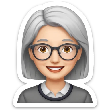 happy woman with gray hair and glasses sticker