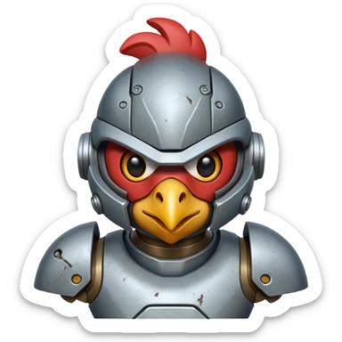 Mecha battle chicken humanoid creature but more human than chicken sticker
