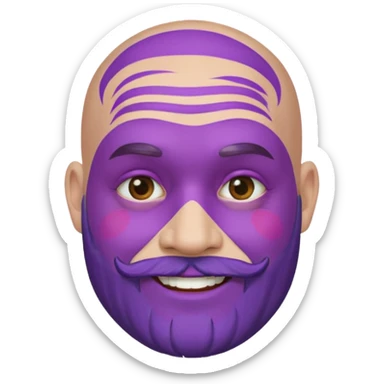 bald purple bearded man with face paint sticker