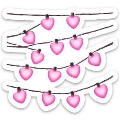 Realistic isolated pink heart shaped christmas string lights sticker