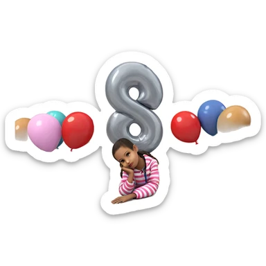 girl with balloon and bag sticker