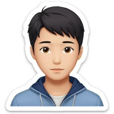 Gorgeous romantic Asian anime gentle man with blushing face aesthetic trending style outside sticker