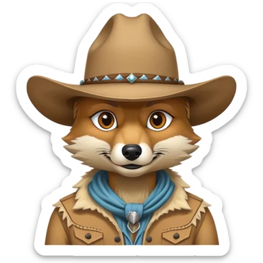 Coyote with a cowboy / outlaw style sticker