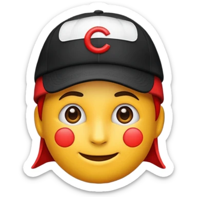 Quiero un emoji con una gorrita negra con las letras CH en color rojo sticker