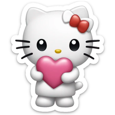 hello kitty holding love heart sticker