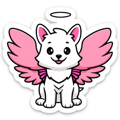 cute dog wearing Victoria's Secret angel wings and pink outfit sticker