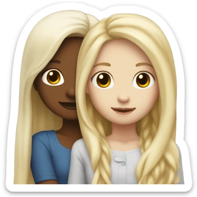 Girls hugging. They both have white skin and long hair, one blonde and the other brunette sticker