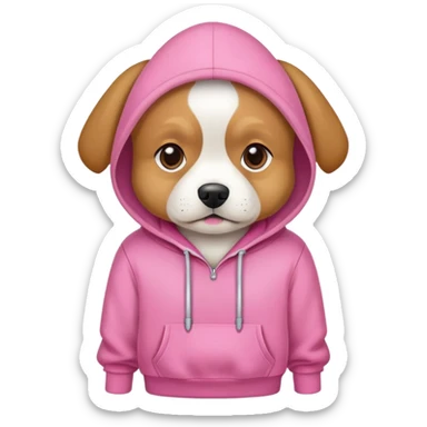 dog wearing a hoodie that’s pink sticker