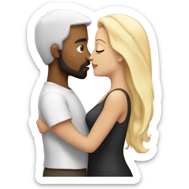 White Man with dark hair and beard kissing white woman blonde long hair  sticker
