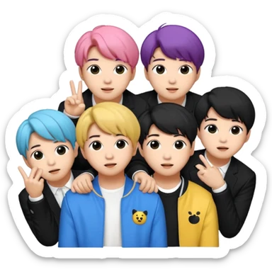 Puedes crear unos emoticonos de la banda de kpop BTS, su logo, el logo de su fandom, y a ellos sticker