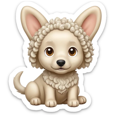 Curly-haired big-eared white dog sticker