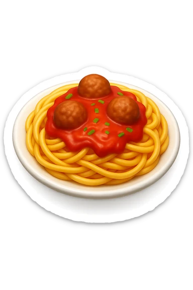 emoji 3d stile iphone che rappresenta un PIATTO DI PASTA 3d sticker