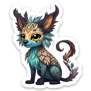 cute Kawaii edgy ethereal shy epic tribal fantasy animal fursona Fionbri creature by griffsnuff & LiLaiRa & Falvie with exotic colors with intricate patterns full body sticker