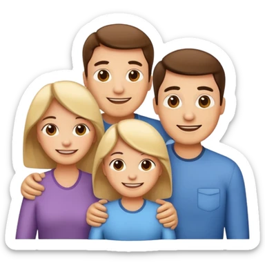 Emoji de família com pai e quatro família  sticker