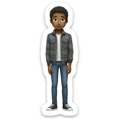 A boy kid that is skinny and wearing plad jacket  sticker