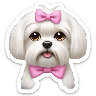 maltese shitzu with pink bow sticker