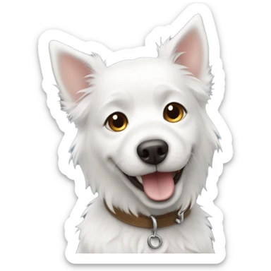 cute white dog like a animation character sticker