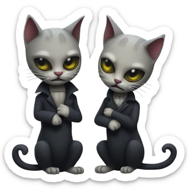 two undead cats in love coming out of graves sticker