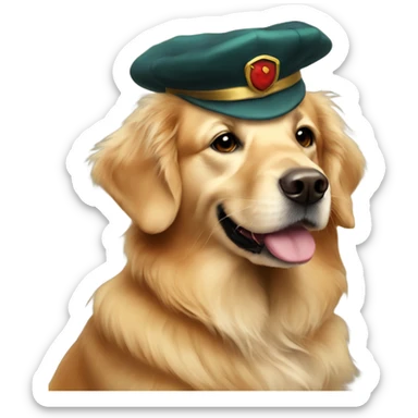 a golden retriever dressed up as robin sticker