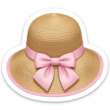 Woven sun hat with a pastel pink bow sticker