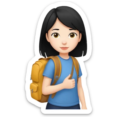 girl with black hair leaving home sticker