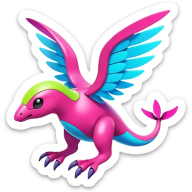 Colorful Neon Colors Vibrant Colors Flying Futuristic Fakémon-Pokémon-Creature Full Body sticker