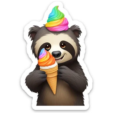 Sloth bear eating ice cream sticker