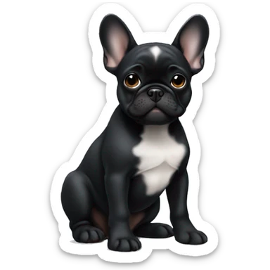 Solid black Frenchie pup sitting sticker