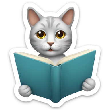 Cat reading book about relativity sticker